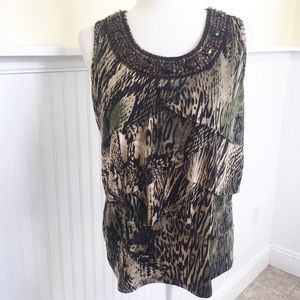 5/$25🔅Dress Barn Sleeveless Snakeskin Beaded Top